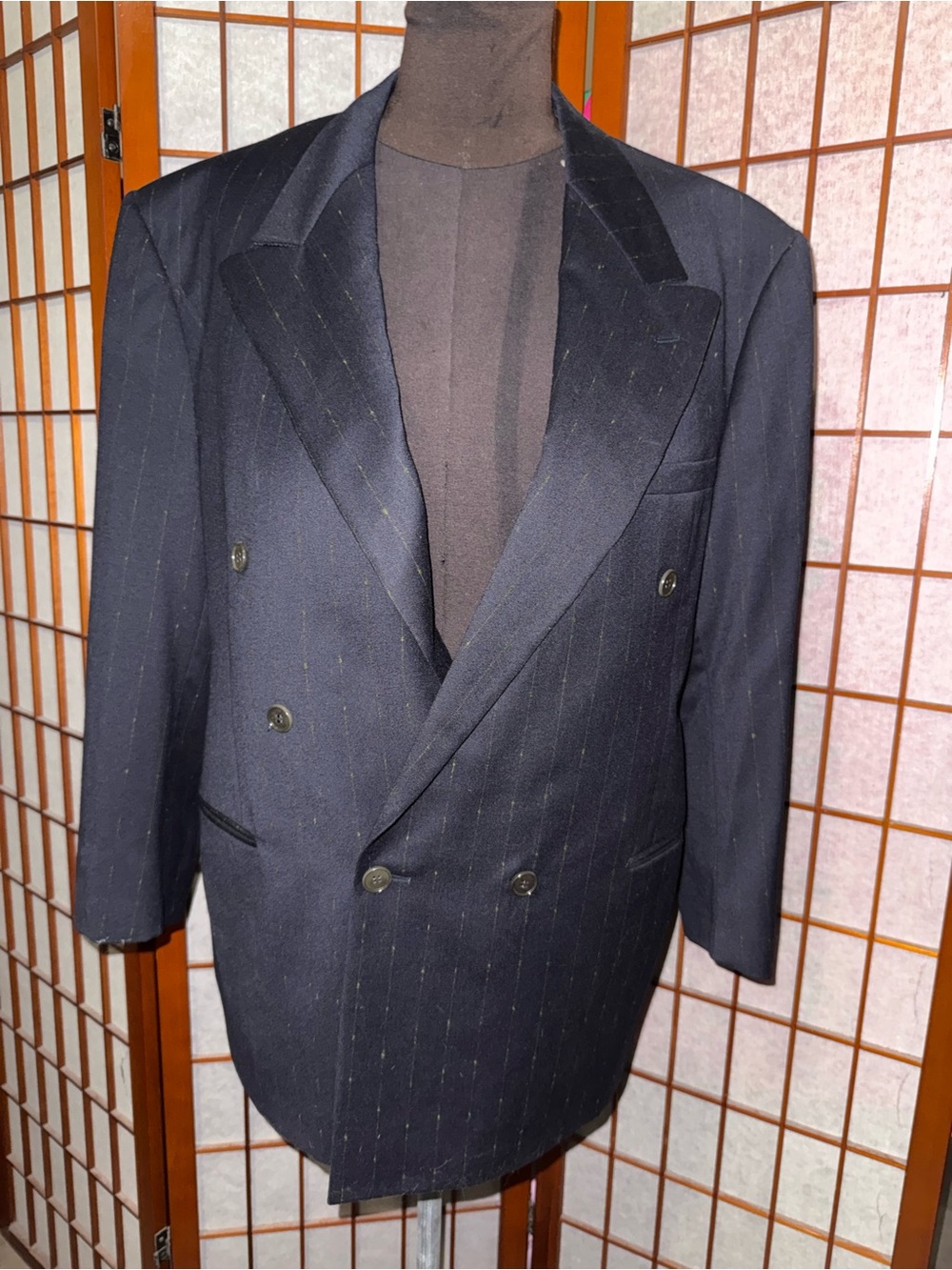 Vintage V2 Versace Wool Double Breasted Pinstripe Blazer Men’s IT 54 US 44